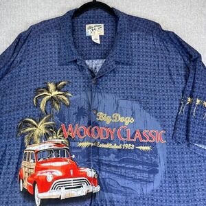 vintage Big Dogs Woody Classic car Hawaiian Shirt Men 4XL hot rod‎ loop collar